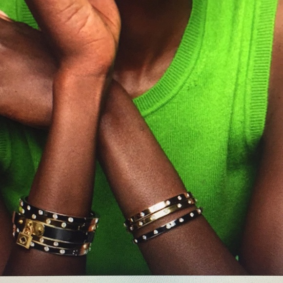 Kate Spade Set Of 2 Metal Stone Hinged Bangles - Picture 7 of 10